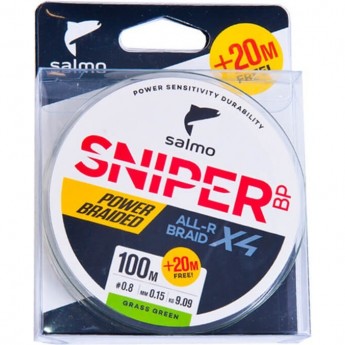 Леска плетёная SALMO Sniper Bp All R Braid Х4 Grass Green 120/017